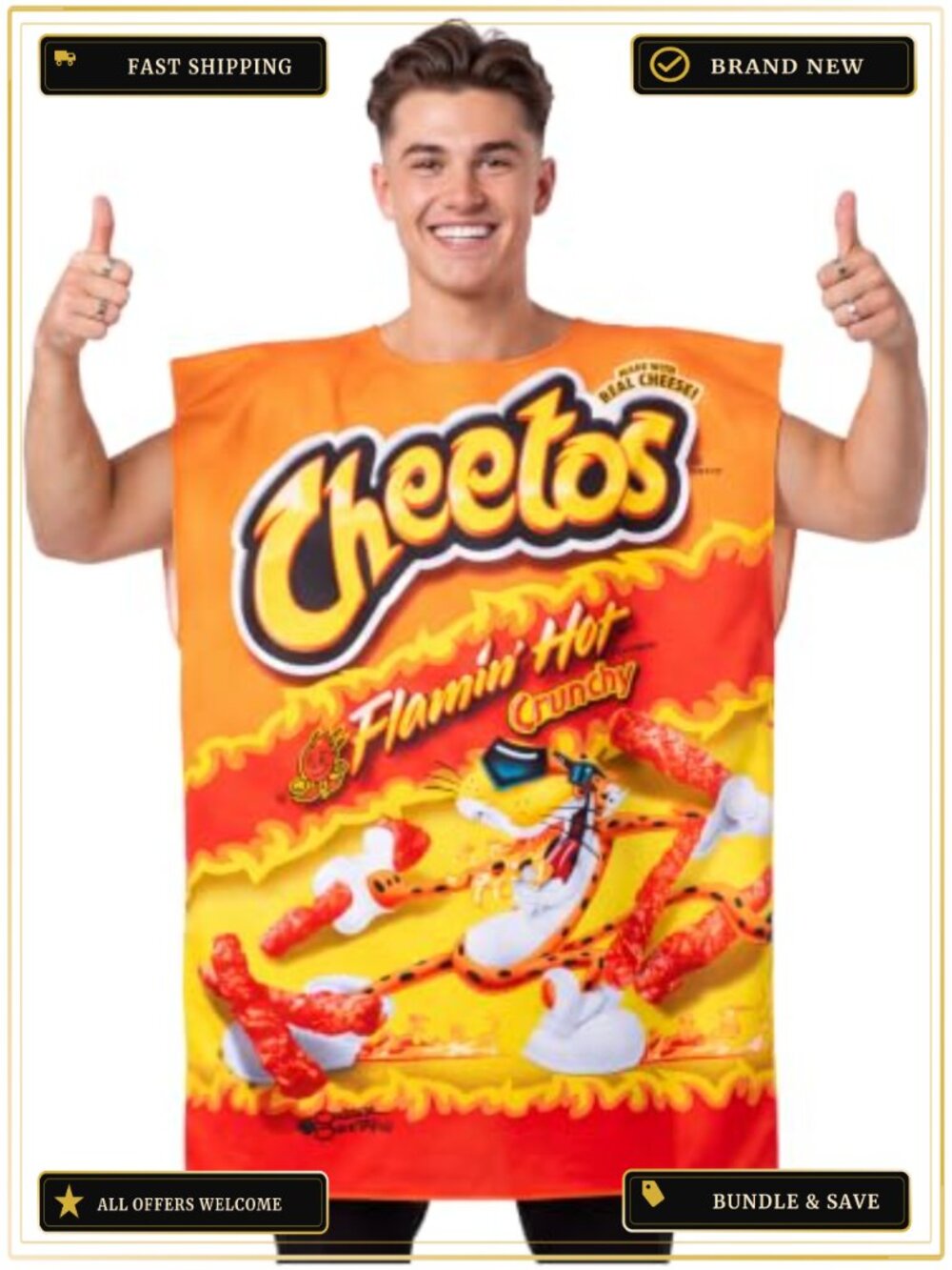 Cheetos Flamin' Hot Bag Halloween Costume Chester Cheetah Slip-On Adult